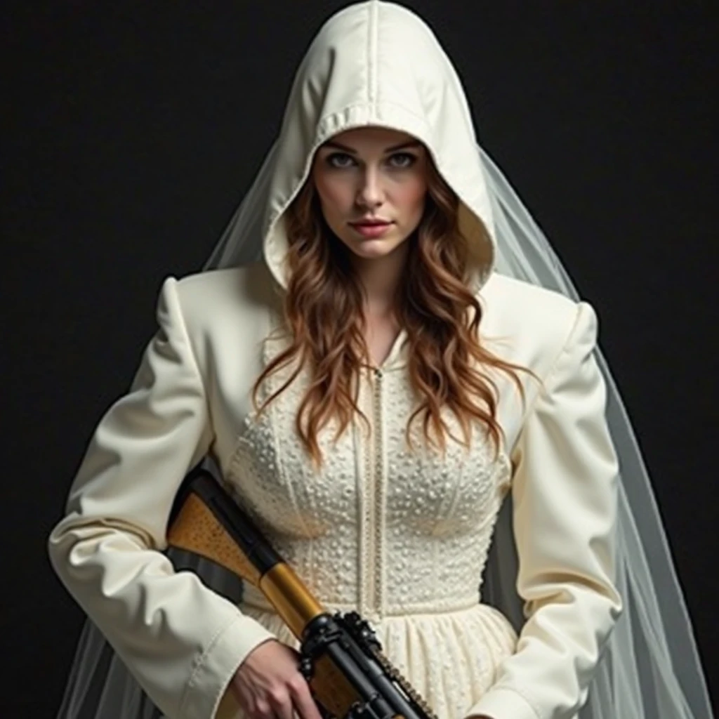 Natalie portman in a white padme uniform, high quality