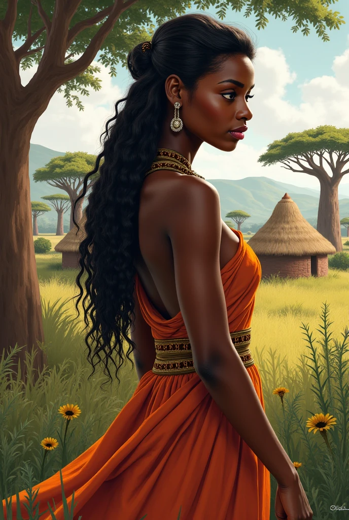 1 garota afro-americana, bombeira, Forest of green trees, cercado pela chuva, illustration style, motion blur, long full-body exposure, exquisite facial features, Chinese styleink style, estilo de artes marciais, Foco seletivo, panorama, (Bokeh:1.5)