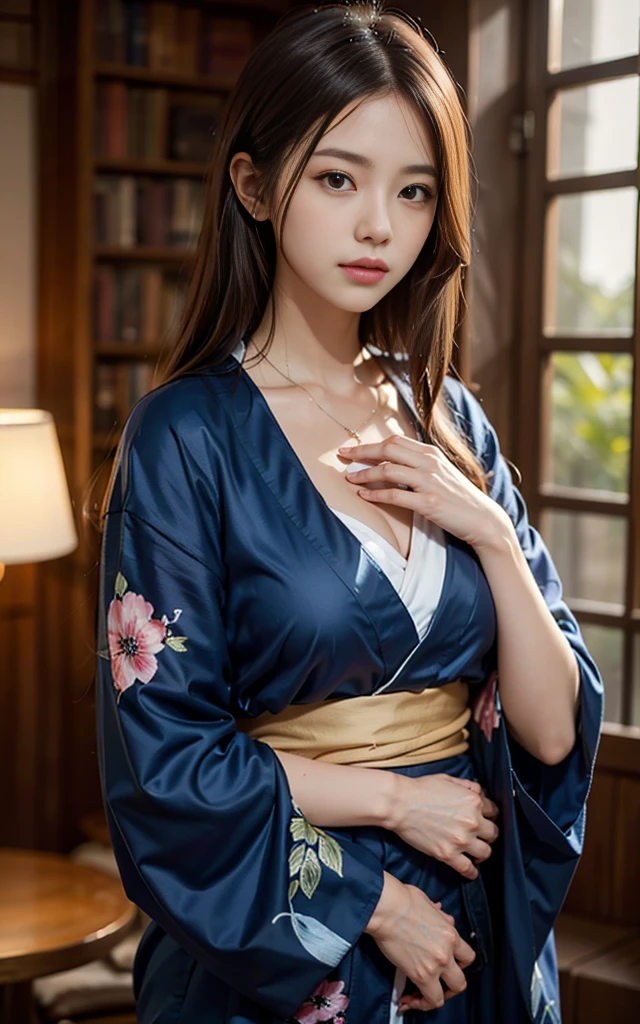 (Bust Top), Beautiful Face, 85mm, Absurd, (Black kimono, Elegant kimono, White robes, Shrine maiden:1.4), ((Based on the anime Demon Slayer: Kimetsu no Yaiba:1.3, Show your whole body, Side angle)), ((Show your shoulders:1.1, Beautiful breasts, Fascinating Cleavage:1.2)), To the camera, Viola Lace, Gardenia, Delicate girl, ( beautiful girl:1.3, Idol Face, :1.5), alon View the viewer, Film Grain, chromatic aberration, Sharp focus, Face Light, Professional Lighting, Sophisticated, (smile:0.8), (Simple Background, Background blur:1.2), ((Detailed eyes and face, Professional photography techniques, Cinema Lighting)), (Highest quality, 8K, masterpiece:1.2, RAW Photos)