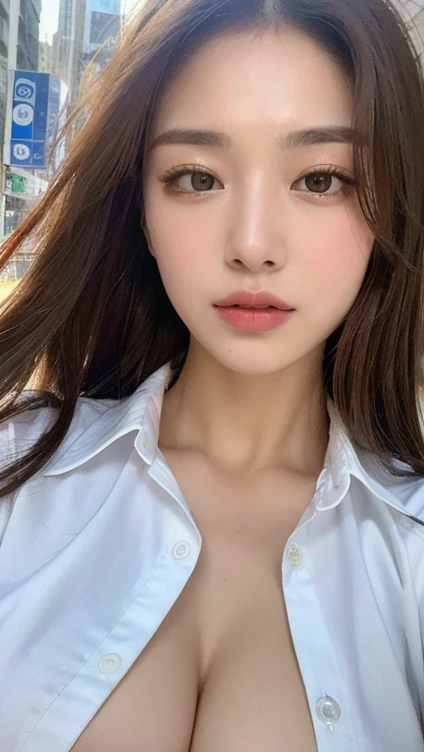 Fitted white thin fabric shirt