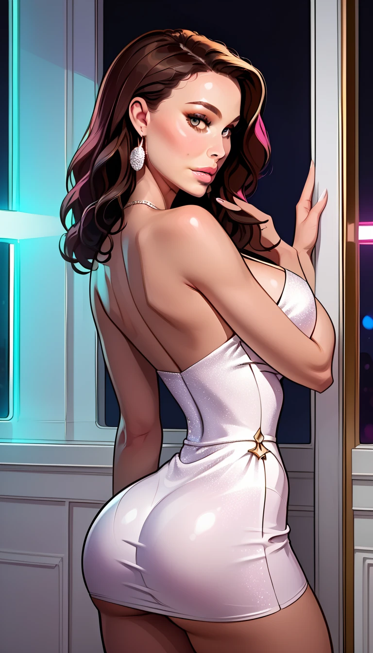 A beautiful woman with large elegant, hawk-like-nose, who embodies old fashioned class, sophistication, elgance as well as wholesome, natural beauty. curvy, thin-waist, wide-hips, swaying-hips. In the combined styles of painters Greg Rutkowski, Thomas Kinkade