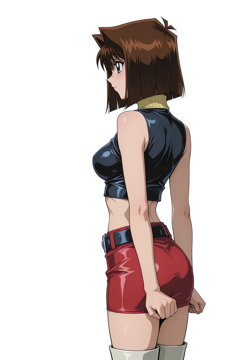 Casca \(berserk\), 1girl, solo, medium breasts, retro artstyle, 1990s \(style\), she walks towards the camera in the street, she is wearing a black tight suit with a large sweatshirt