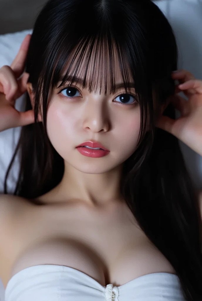 Browsing Caution, (Realistic:1.6), 1 Female, Age 20, Baby Face, (Japanese), (Black Hair), (White skin), (Traditional Japanese Kimono), (Beady Eyes), (Big eyes), (His personality is lewd), (Slender body), (Large Breasts), (Ahegao:1.5), (Ecstasy), (Intense orgasm facial expression), (Convulsing body), (sexual excitement), (Lie on your back on the tatami:1.3), (A dazed state:1.6)