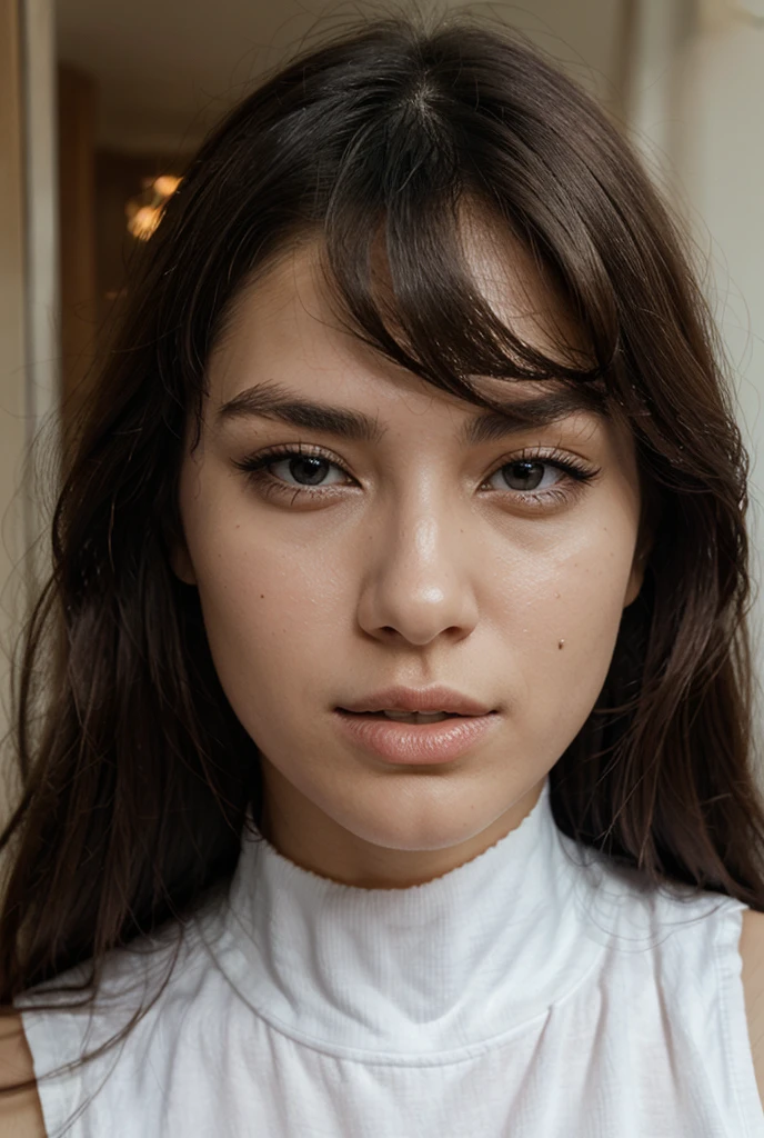 ,1 girl、Taylor Hill、1 girl、超High resolution, retina, Accurate, masterpiece, Anatomically correct, Super Detail, Textured skin, Attention to detail, high quality, High resolution, 8k、、Big double eyes、nose、The focus is on the mouth、close-up focus on face、Woman with open mouth and closed eyes、18-year-old、Black Hair、tongue out, tongue, traces of saliva, Drooling, Ahegao, long tongue, Verbal invitation, Pulling the hair back, Gray background,Half Backlight,Pilot uniform,