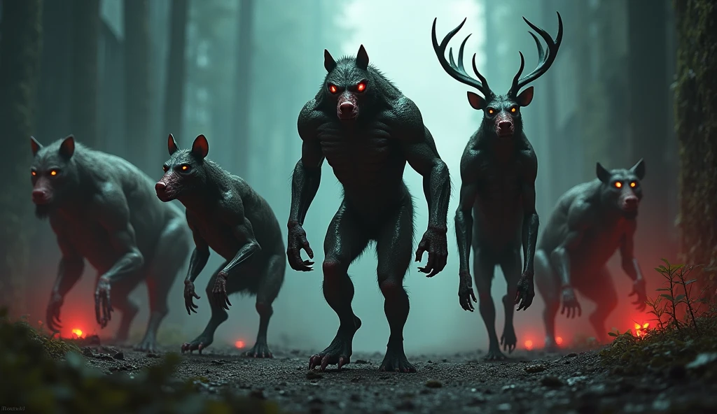 werewolf, headless mule, Curupira, Iara and Saci Pererê