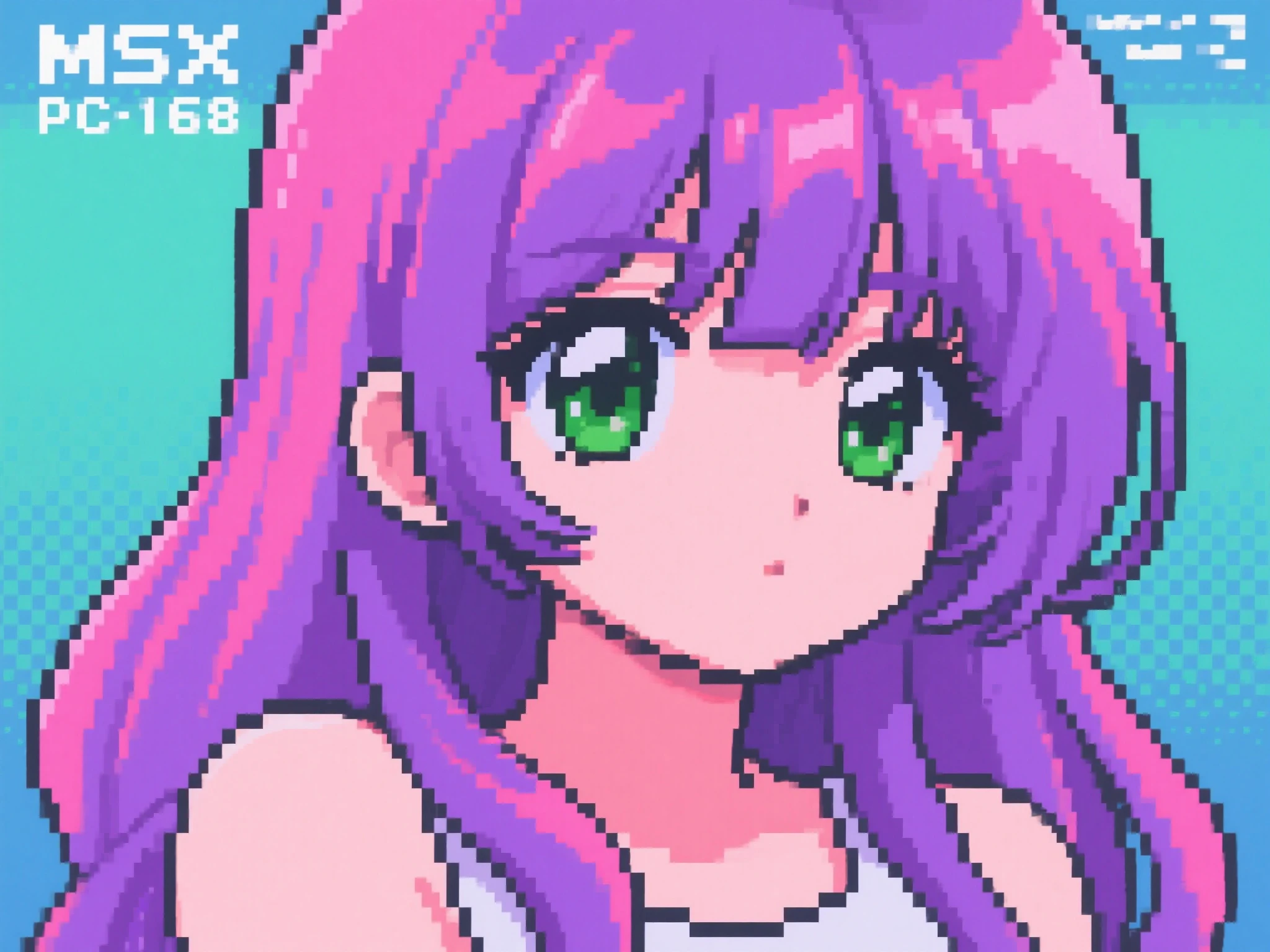 a surrealistic painting of an anime woman wearing a bra in a (daycare with naked  children) setting. The painting should have a vibrant color palette with dramatic and moody lighting. The surreal elements should be subtle, and the anime woman should have a playful expression, detailed pixel artwork, portrait pixel art drawing, ((pixel art)), #pixelart:3, /r/pixelart, # pixelart, #pixelart, retro nintendo bitmap pixel art, high quality pixel art