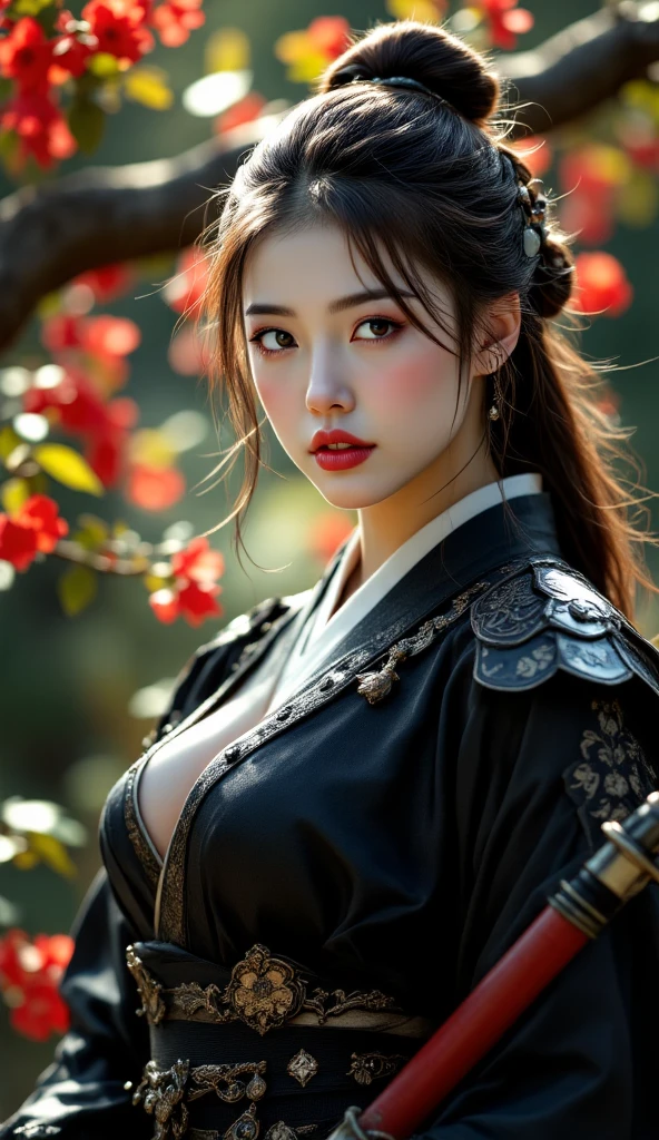 Bigchest, huge tit, Immortal appearance, big assa, sexy beauty , modern day,the dark forest，Red clothes，roleplaying, Short hair, modern, high qulity, Best picture quality, A high resolution, Textured skin, High details, Masterpiece,4K