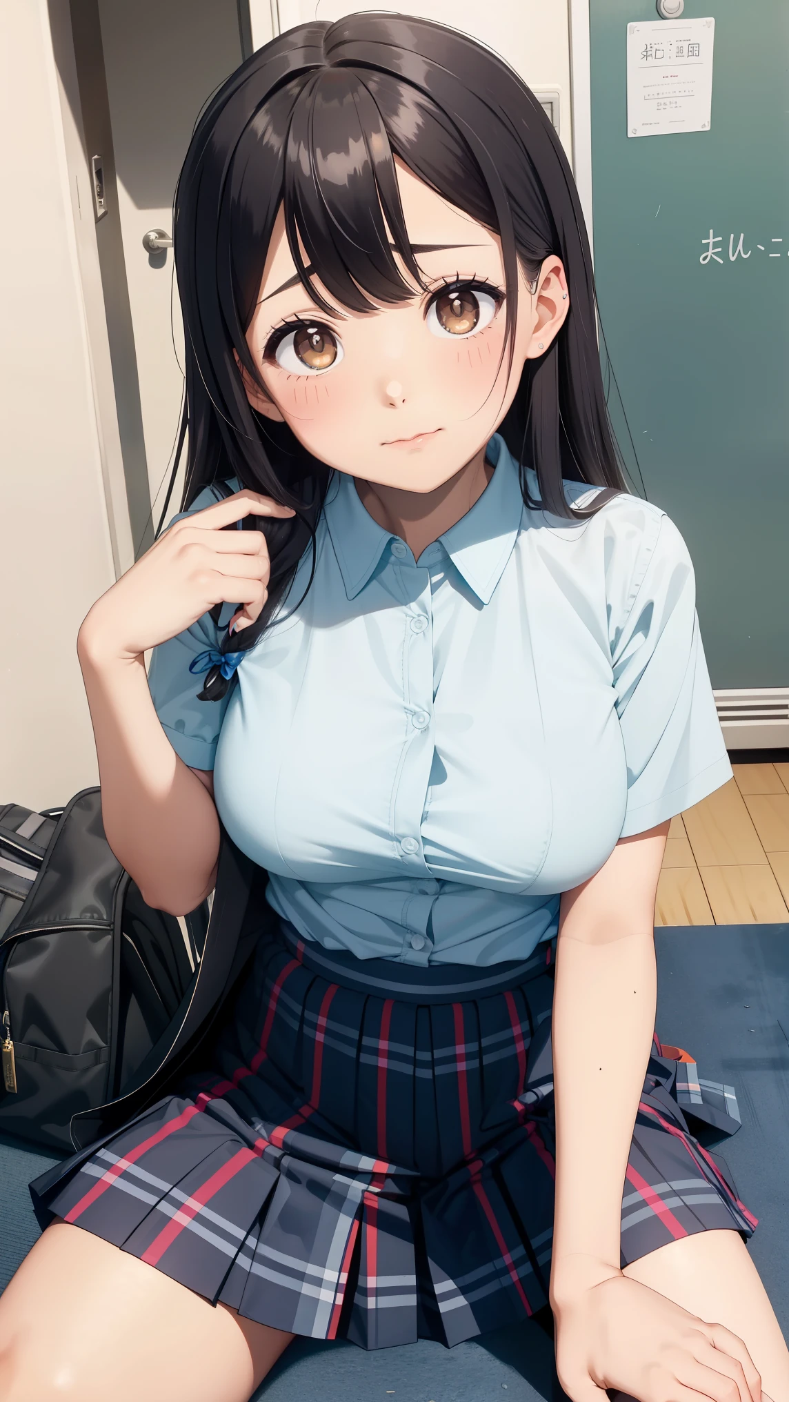 Girl,Pregnant women,chibi, Primary school students,school bag,Short sleeve, biggest breast