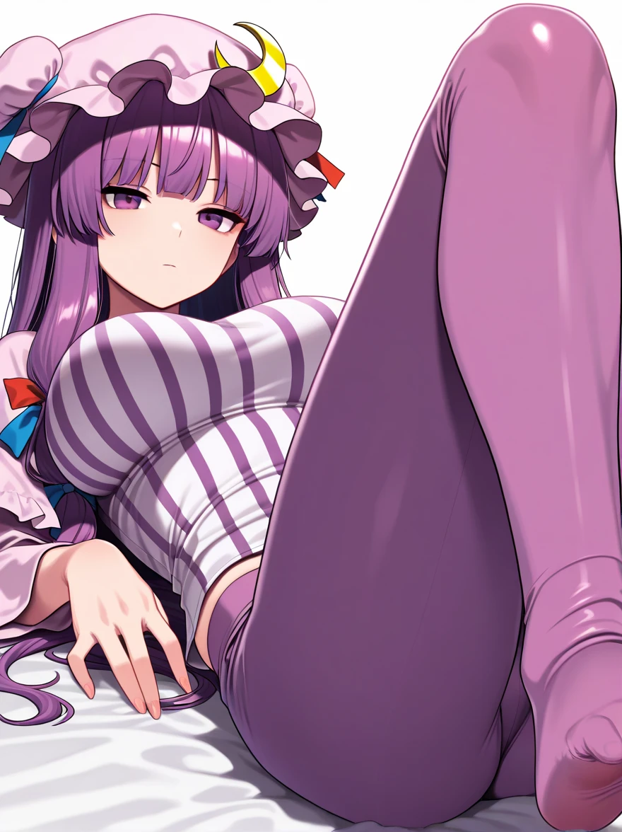 Girl restrained by the tentacles of a giant carnivorous plant 1girl(purple hair,elf,)(squatting,arms behind head,spread legs)