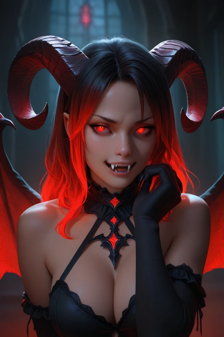 a terrifying mental image of a female figure of pure evil, immersed in a hideous and hellish environment, appearance like a demon with sinister glowing eyes that evoke instant terror, evil beast, fiend, demon, hellish attire that exude an evil glowing aura, environment around as a hellscape, distorted shadows, agonizing, obscure, terrifying nightmare, horror, evil female figure in a obscure place coming from hell, demonic presence, highest quality, 4k, best composition, sharp focus, depth of field, lens 1.8, 25 mm, masterpiece