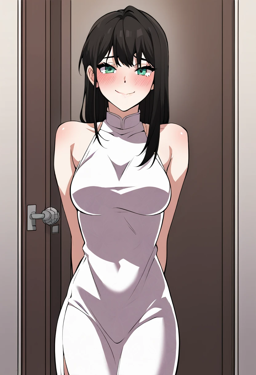 (best quality,ultra-detailed,realistic:1.37),blue iris,embarrassed face,smile,vibrant colors,soft lighting,detailed eyes and face,shining eyes,beautiful detailed lips,warm and inviting atmosphere,serene garden,blushing cheeks,flowing hair,natural sunlight,lovely expression,innocence and enchantment,happiness and joy,harmonious background,artistic painting,emotional connection,natural beauty,pleasant mood,impressive realism,elegant pose,subtle nuances,sublime tranquility,luminous skin,expressive gaze,lively personality,painting-like quality,peaceful surroundings,gentle breeze,magical ambiance,heartwarming radiance,graceful movements,authentic emotions,flawless skin,leftover dewdrops,teardrop,gentleness in the air,wisps of dreaminess,youthful glow,serenity and grace,bright and uplifting