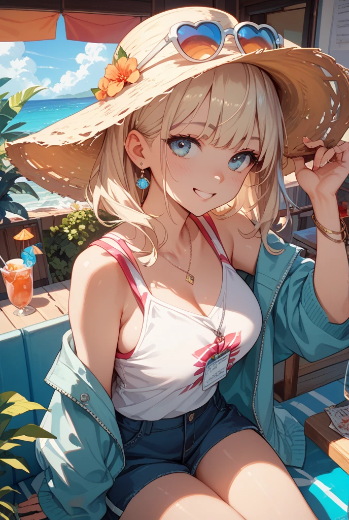 Stylish bar、Cute hairstyle(random)、Cute outfits(random)、Drink a cocktail、illumination