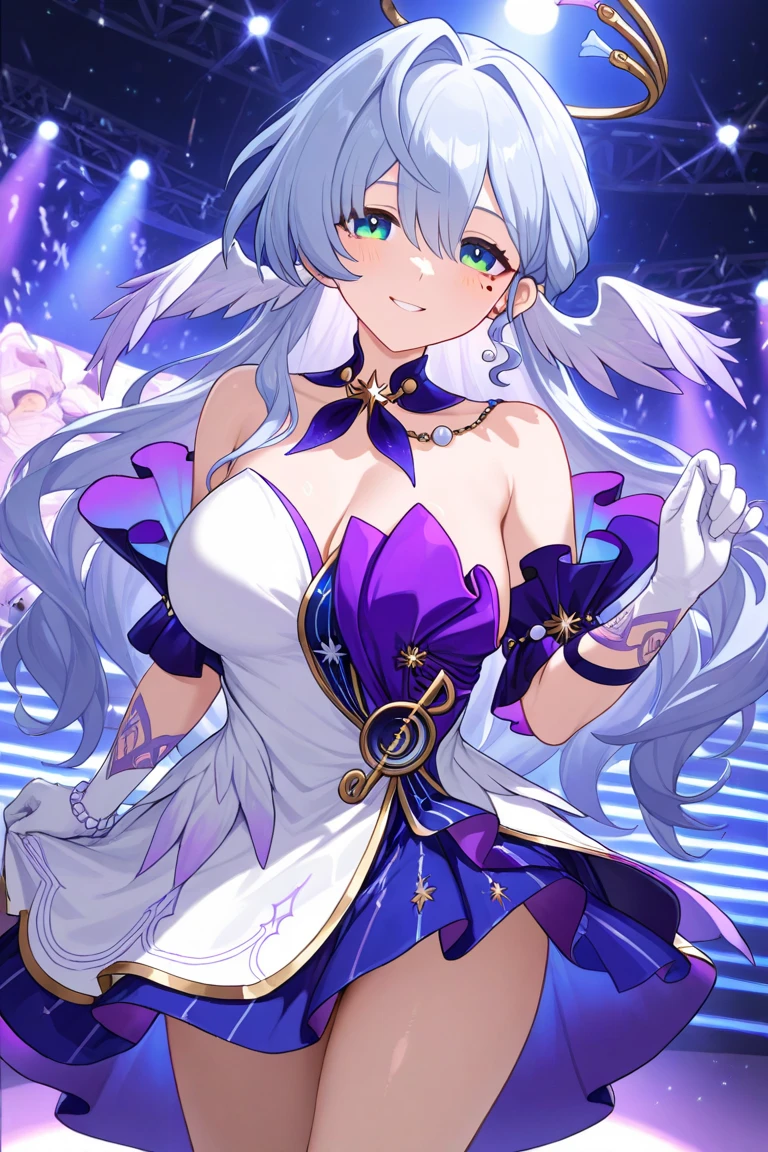 Great quality ++ High resolution extremely detailed, very aesthetic, expressive eyes, perfect face, face symmetrical, good anatomy, perfect hands, 8k, UHD, HD wallpaper, high quality, Ultra detailed, ((((1girl)))), (((1person))), ((((Date A Live)))), (((Miku Izayoi))), (((Long hair))), (((Light Indigo hair))), (((Silver eyes))), (((heavy makeup housewife))), (((housewife dress))), (((stepford))), (((stepfordized))), purple dress, white polkadots on dress, long gloves, elbow gloves, hair up, hair bun, (((hypnotized eyes))), earrings, smile, blissful, happy, wearing lipstick, wearing makeup, purple eyeliner, blush, tall image, tall hair, bige breasts, small waist, looking at viewer, swirl eyes, big lips, thick lips, hair in bun, hair up, necklace, tight dress, swirl eyes, (((hypnotized eyes))), tall image, thin waist, cute, side angle, big pupils, open mouth, house background, center angle, beehive hairdo, (((house background))), ((((center angle)))), ((((((beehive hairdo)))))),