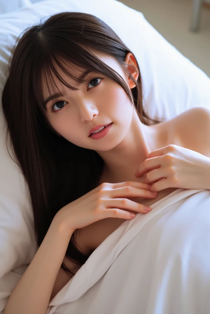 (8K, Raw photo, highest quality, masterpiece: 1.2), masterpiece, Super detailed, Super A high resolution, (realistic and realistic photos: 1.37), High-definition RAW color photo, very delicate and beautiful, very detailed, skin color, amazingly cute、huge breasts,smile,
break
(Japanese:1.1),(look away:1.2),16 years old,Bedroom ,colorful all nude,Thin hair