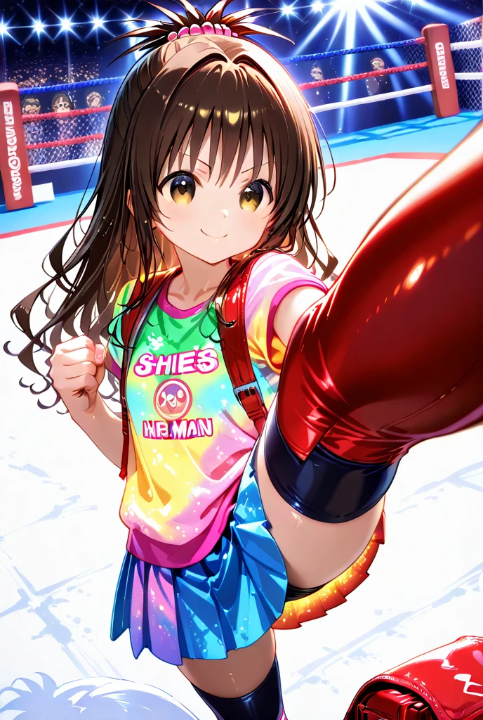 Aerobics Style of the 2000s、sneakers、Detailed picture、girl、25-year-old woman、Dynamic and lively pose、Crotch line、Erect nipples、（Tortoiseshell binding）