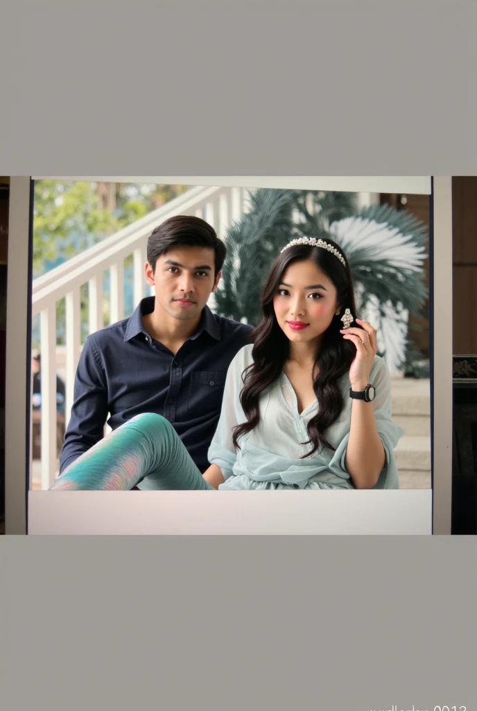 they are posing for a picture in front of a wall with a painting of a bird, couple pose, full body photogenic shot, lovely couple, by John Luke, taken with sony alpha 9, taken with canon 8 0 d, happy couple, taken with a canon dslr camera, angel-themed, very artistic pose, by Ingrida Kadaka, edited