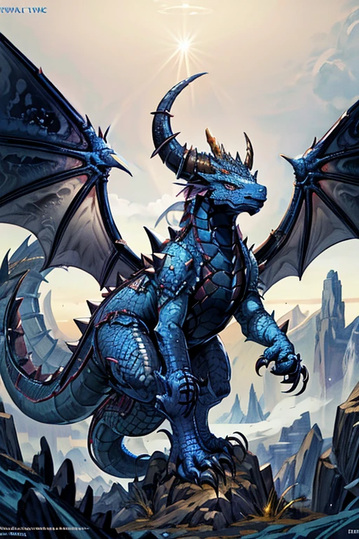 Super detailed and electrified lightning dragon. Sunlight at dawn.