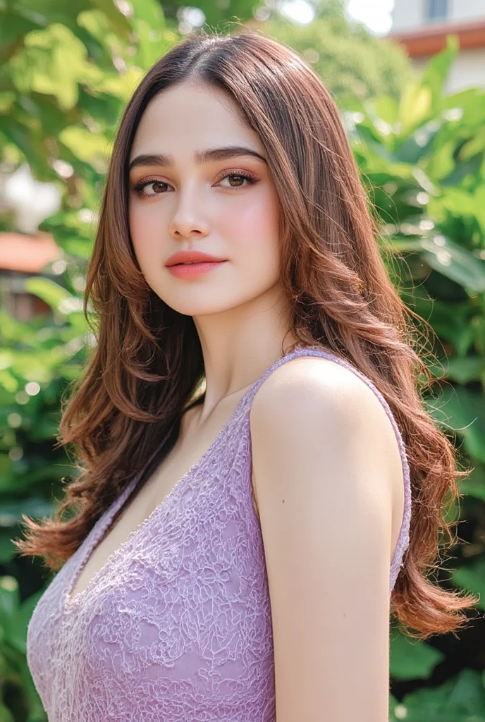 One with brown skin, brown curly hair, a purple blouse a painting on the wall written m.k jewelry, making a bead bracelet, Disney pixar