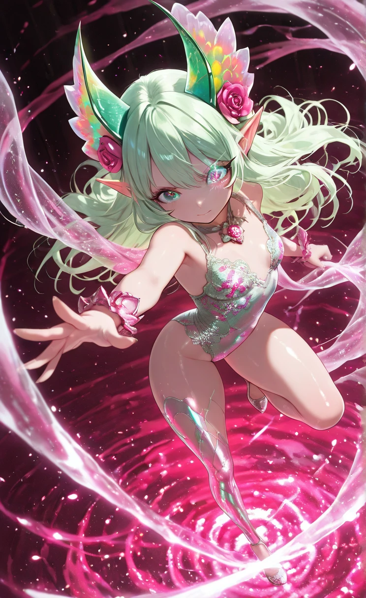 (((close up ass))), (I look up at the girls from the ground.)、(The girls who surrounded me and hugged me)、((A seductive wicked smile)), (Magic Warrior)、(FINAL FANTASY 6_Tina)、low length、(thin)、((5 years old girl))、(Transparent fair skin), (((child girl)))、Wavy、(Green Hair)、ponytail、Red scrunchie、((Forehead))、Big eyes、Grey Eyes、purple shoulder armor protector, (Red leotard)、(covered nipples), ((Angle from below1.5)), light pink tights、Covered navel、(Thighs), crotch、(Red Armor Boots)、(Angle from the bottom of the girl), ((Girl squeezes me with her crotch)), (at a research facility)、((Colorful balls of light appear all around))、((Cast magic on the penis))、(The whole body is enveloped in a pink aura.)、penis, eject cum, 
