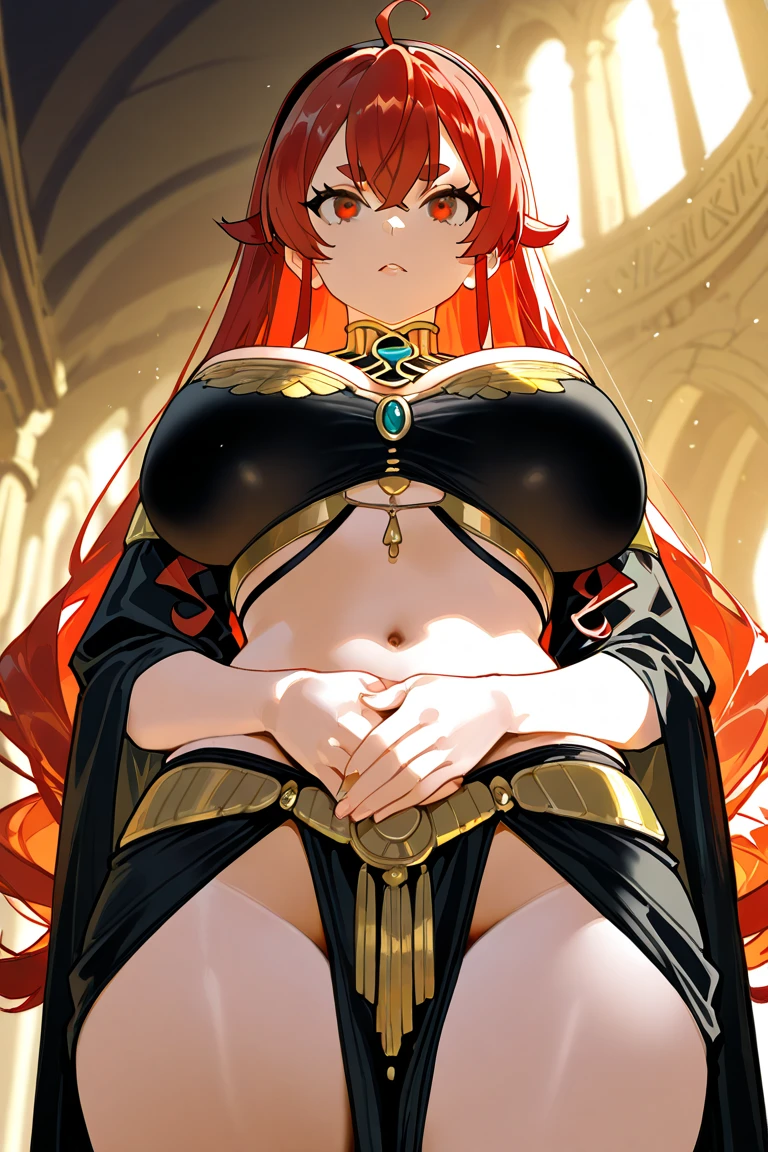 (AFK Journey Satrana:1.2), (deep red hair), (yellow eyes:1.1), (bright -color fox ears:1.1), (bright-color fox tail:1.1), (brown skin), (red see-trought arabic dancer suit:1.2), (heavy boobs), (detailed face and eyes:1.2), (full body portrait), (horny face:1.1), (sexy pose:1.1), (4k resolution), (spread thighs with fingers), (spread legs), (quality hair), (detailed hand and finger:1.2), (medium breasts:1.2), (busty), (deep cleavage:1.2), (labia outline:1.3), (hard teat:1.3).