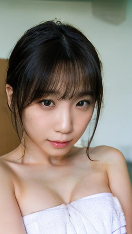 Make an Asian masturbate completely naked with a very horny face