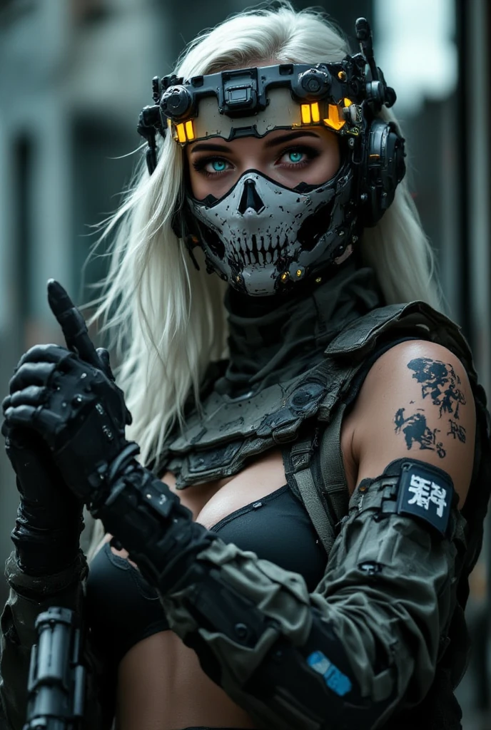 Loiras Barbie, fofo, Girly, skull mask, armadura, army, segurando arma, The Death Squad