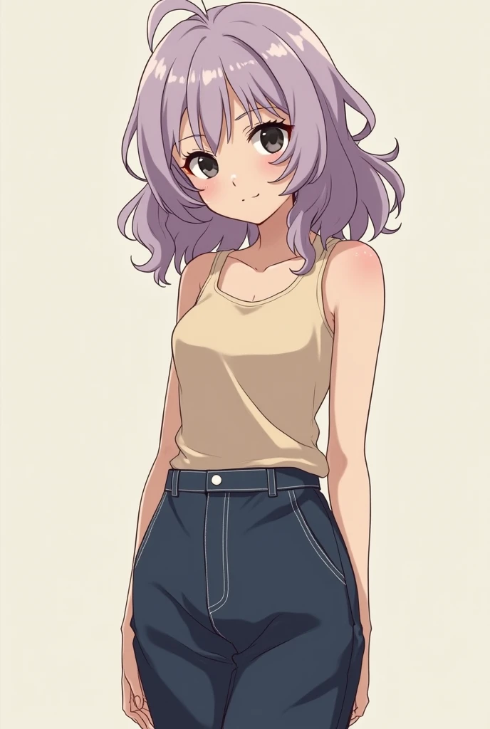 紫の瞳とWearing a white camisoleAnime Boys、Anime Boys、solo、Short Hair、hair clip、Purple Hair、Camisole outfit、Anime Moe Art Style、Smooth anime CG art、Wearing a white camisoleかっこいいAnime Boys、Purple Skirt、boy wearing a purple skirt、Cool 3D Anime Boys Rendering、Wearing a white camisole、camisole underwear、Cool boy anime visuals、Underwear only、camisole and skirt only、Fascinating Anime Boys、(female face:1.3)、