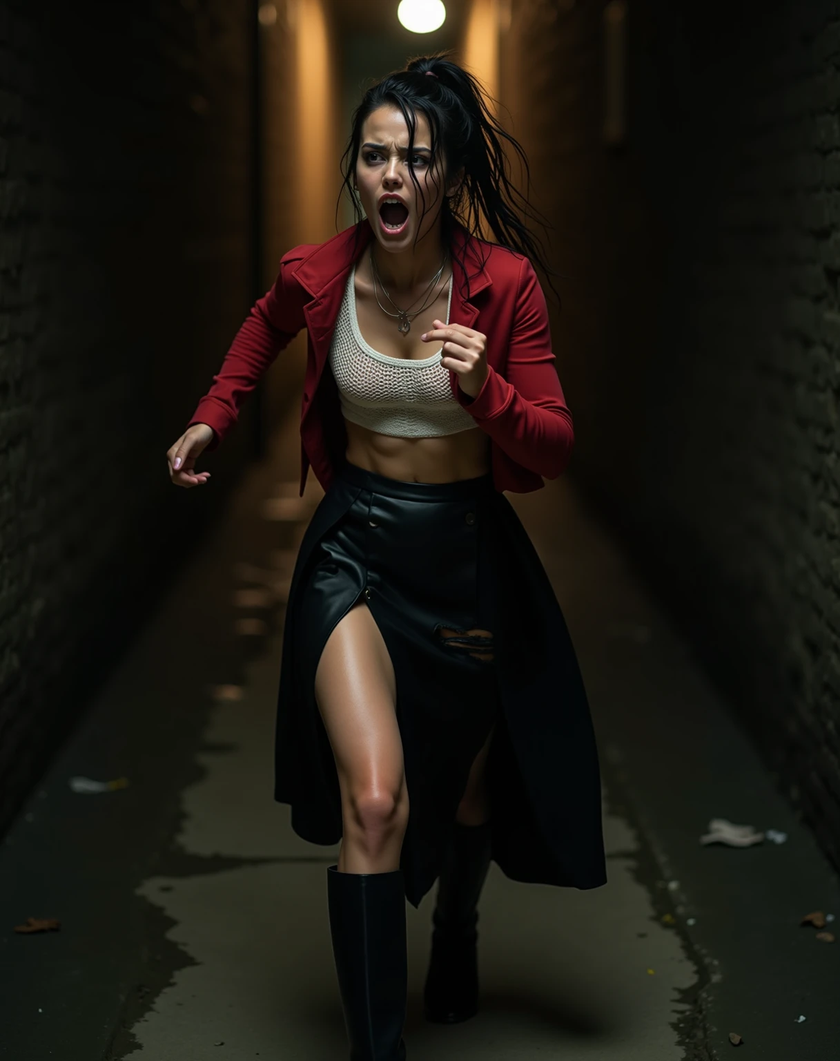 teenage possessed girl, erotic, (erotism:1.3), (mini skirt:1.3), highly detailed, murderous, deformed, beautiful, Cinematic film still, hdr, cinematic lighting, big breasted, sexy