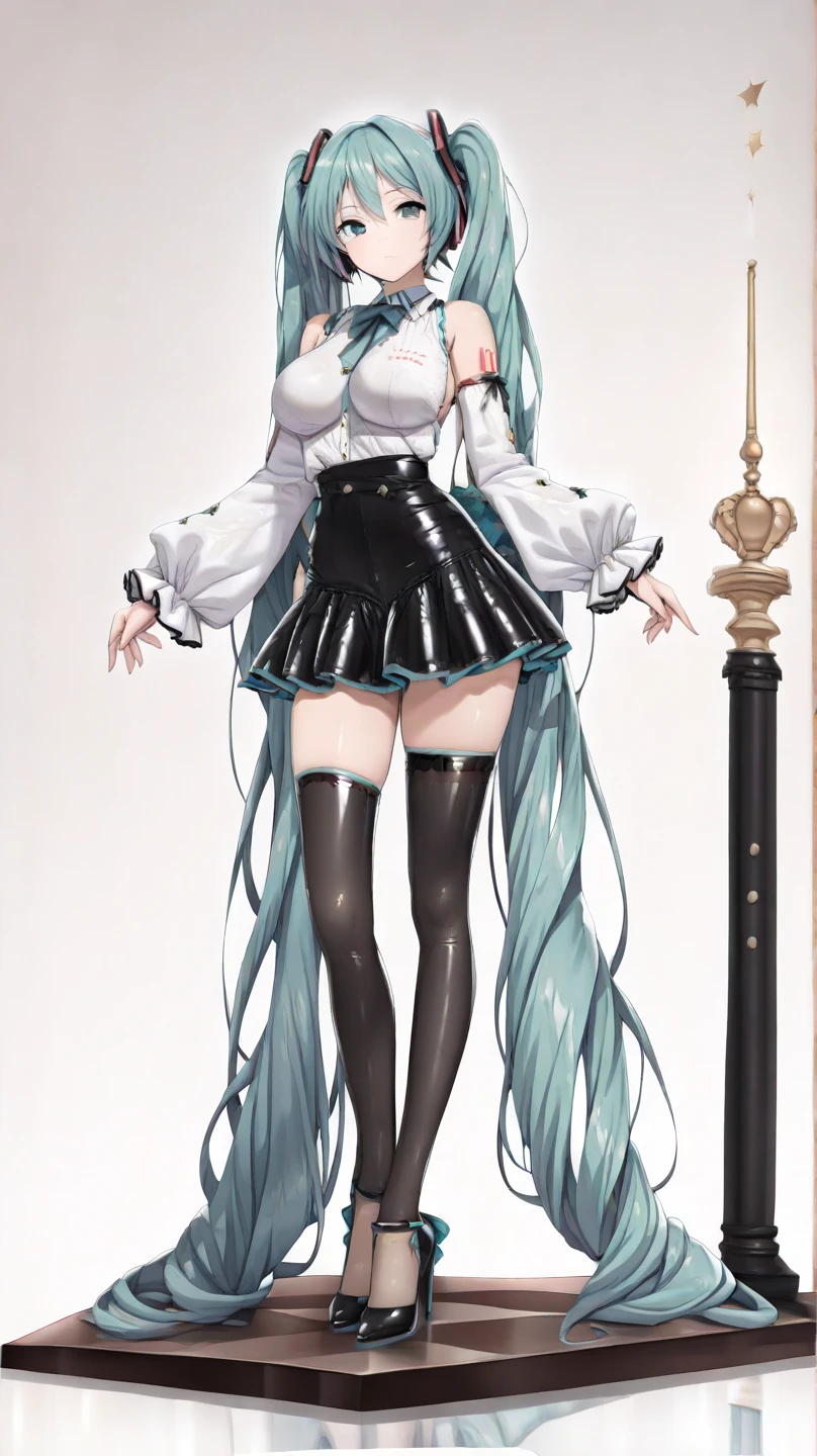 (masterpiece), (top-quality), (The ultra-detailed), (full body Esbian:1.2), {low angles}, simple background, 1 girl in, solo, The upper part of the body, long curly hair, Songsuits, Pompadour skirt, Slim and beautiful vest, Lace Shirt, Bubble Sleeve, pasties, bow ribbon, Plaid, Green hair, headphones, long, Standing microphone, (beautifull detailed face), (beatiful detailed eyes), {{Lift the skirt yourself}}, {{{crisp lace panties}}}, {{{Panties look good}}}, {{Sheer panties}}, {{{Pants that dig into the crotch}}}, {{{Distinctオマンコ}}}, cameltoe, {{オマンコI can see it}}