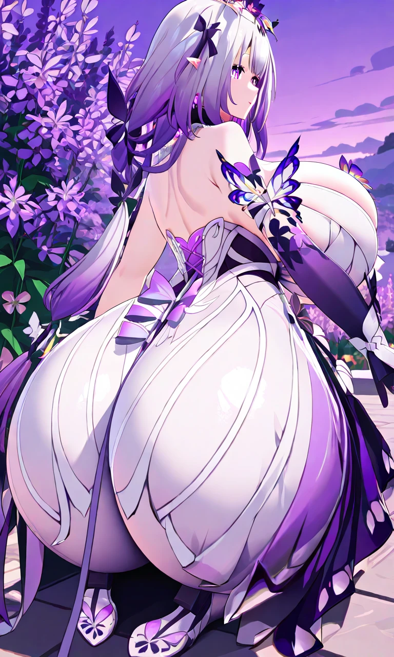 nsfw,((One man and one woman,Having sex)),on stomach,from behind,upper body,carpentry,1girl,独奏,medium breasts,light purple hair,long Pigtail,Ear covers,(white leotard,highleg,frills),white kneehighs,(((raise ASS:1.3))),(ass focus,from behind:1.3),(looking back,all fours:1.3),(cameltoe:1.3),masterpiece,Noise Reduction,perfect anatomy,high resolution, ultra-detailed,game cg,dutch angle ,beautiful detailed eyes,visualart,five fingers, perfect hands, perfect lighting,