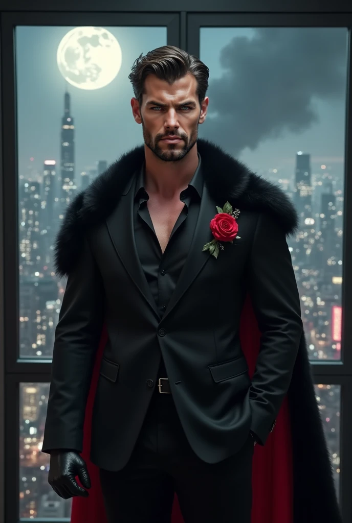 filmposter,wide angles,A Handsome charming European male star。aged 40,Sexy beard,blue colored eyes,The body of a bodybuilder,Muscular very developed,sexy muscular body,muscular attractive man,muscle men,handsome,small heads,Handsome,Short brown curly hair,Dark brown tight velvet suit,minimalistic background,Clean composition,intense detail,pastel colour,Hasselblad - original style(8k,tmasterpiece,Best quality,A high resolution,ultra - detailed),natta,starrysky,extreme light,themoon,looking at viewert,Front view,