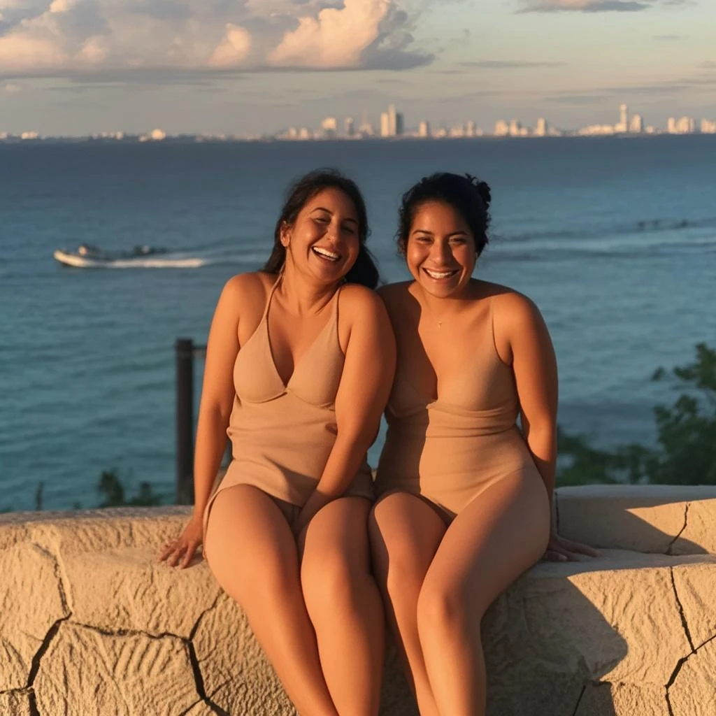 two girls in dorm room, halter tops, yoga pants, the girls are staring at a hunky african black man with lust and desire. massive massive soft breasts, deep cleavage, big round ass, huge wide hips, busty, cthicc urvy, blonde hair, red hair, auburn hair