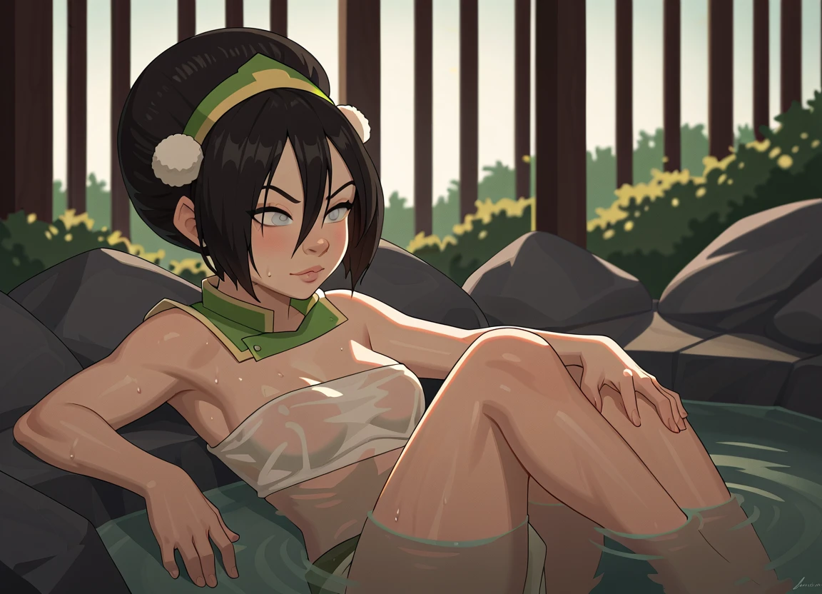 view from above,close-up,The legend of korra, korra, muscular,(dark skin,medium tits,thongs,stockings,micro bikini,sitting cross - legged:1.3 ,)( meditating,lotus pose sitting on meditation:1.4), lifting skirt, closed eyes