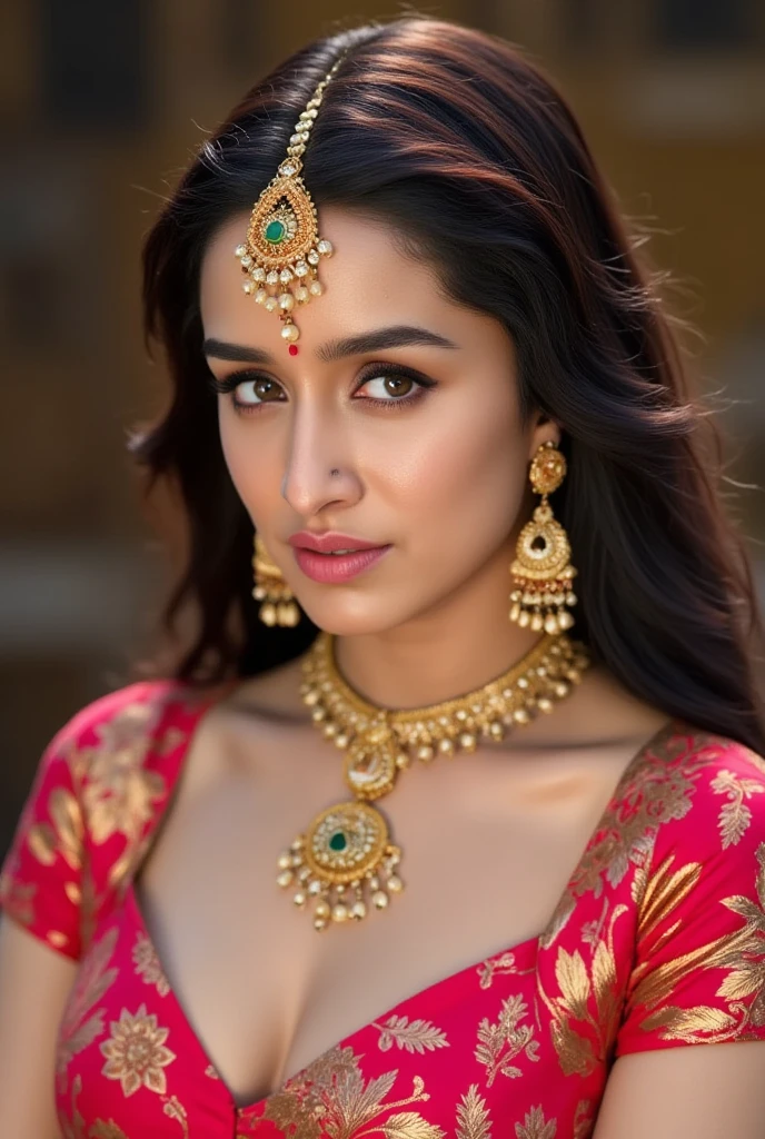 photorealistic, photography, face of Indian actress Trisha Krishnan, fair skin, beautiful like goddess, queen of a kindom, indian royal queen, epic queen, mythological queen, royal ornaments, spotless face, royal jewelry, acrylic on canvas , gorgeous , extraordinary beautiful , yellowish fair skin, wearing colorful and golden saree, mythological blouse, no watermark, mythological kingdom background, masterpiece, realistic, realism, photorealism, high contrast, photorealistic Artstation 8k HD digital art trend of high definition and detailed realistic skin texture, ultra detail, realistic skin texture, armature, best quality, ultra high definition, (photorealistic:1.4),, high resolution, detail, raw photo, Re sharp, by Lee Jefferies Nikon D850 Film Stock Photo 4 Kodak Portra 400 Camera F1.6 Lens Rich Color Ultra Real Realistic Realistic Textures Dramatic Lighting Unreal Engine Trending at Art Station Cinestill 800,