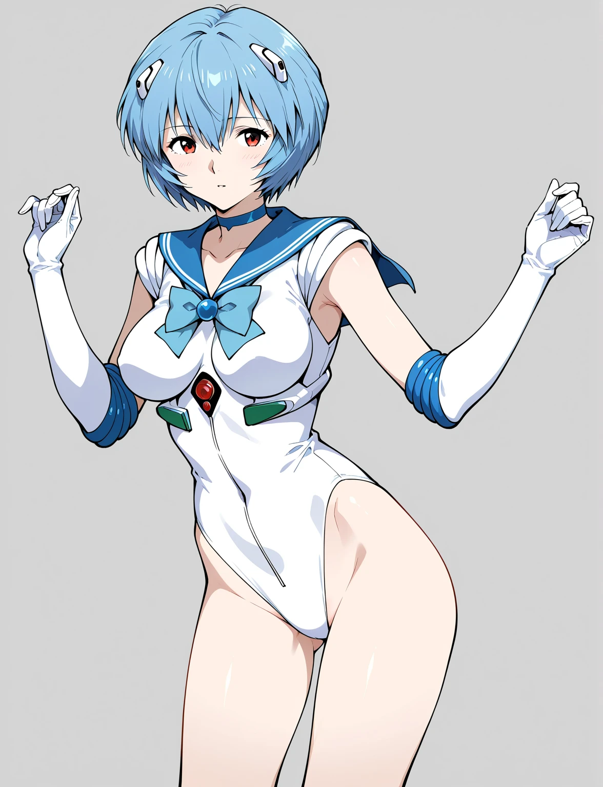 ultra-detailed, Explicit, Beautiful body, Beautiful Nose, Beautiful character design, perfect eyes, perfect face, ultra highres, 4K, beautiful legs, perfect legs, Nice hands, Perfect hand, Masterpiece, Best Quality, Highly detailed, illustration, absurdres, street fighter, doll suit, shadaloo doll, dollsuit, girls, multiple girls, expressionless, blank eyes, looking at viewer, red gloves, emotionless, black latex, corrution, mind control, female combatant, full body, hypnotized, unhappy trance, full body suit, ribbed bodysuit, both arms at side, stand up straight, obey, perfect female body, extremely glossy latex, hypnosis, hypnoLora, empty eyes, Mind control device, poses, brainwashed, submissive_pose, Slave, hat, necktie, stand up straight, standing, standing at attention, belt, extending the right arm from the shoulder into the air with a straightened hand, nazi saluting, military, military saluting, salute, right hand saluting, left hand at side, latex, garter belt, thighhighs, blue hair, blue eyes, short hair, Magical EMI