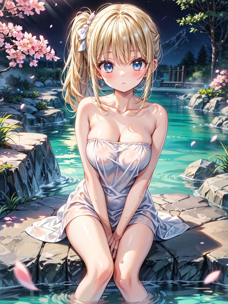 (((highest quality、masterpiece、very high resolution、highly detailed images、Detailed details)))、(A woman of perfect and ultimate beauty:18-year-old, beautiful body:Slender and beautiful breasts、beautiful face:smile、beautiful hair:various hairstyles)、(best skin and hair texture)、(((フルnude:nude:have pubic hair:1.5))),(Mysterious waterfront:beautiful waterfall and cherry blossoms,fantastic night sky,Natural light,beautiful scenery,beautiful scenery,Beautiful colors),(beautiful pose:Sit by the water,model shoot,Hair flutters under the influence of the wind),(bijinga,realistic portrait,Overall image、highly detailed images、accurate image、accurate anatomy、Image without defects,perfect image,Overall image),(best shot,RAW photo:1.2)