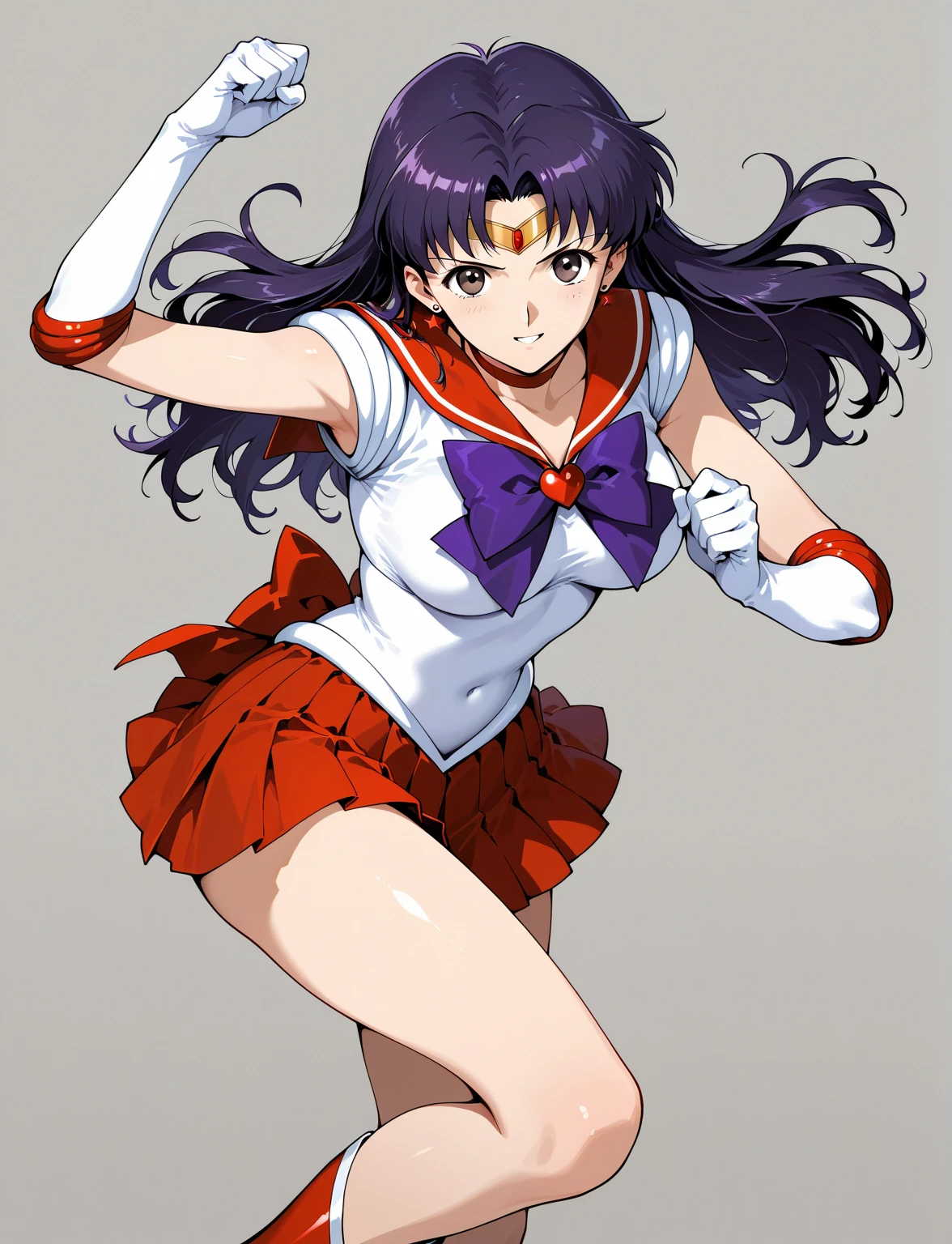 mulher musculosa Sailor Moon exibindo os musculos extremamente definidos malhando