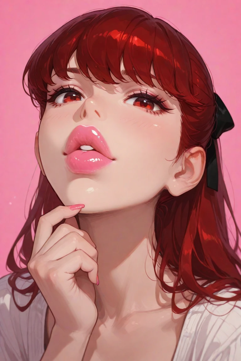 
den woman, sucking lollipop, close no rosto
