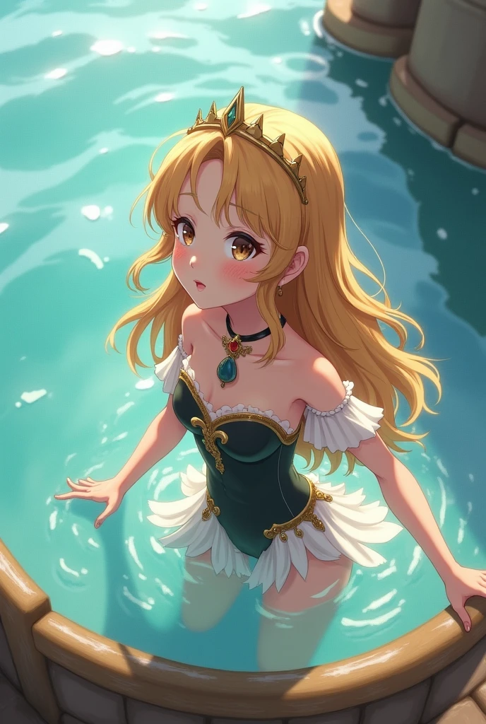 NSFW,fullnude、big areolae、erectile nipple、fissure、Detailed pubic area、Do not express male genitalia、complete hands、complete fingers、Refers to 5 books, (Has long brown curly hair and green eyes:1.3), (I live in a castle under the sea:1.4), (She is the daughter of the Turtle King and the Human Queen.:1.4), (Ability to breathe both underwater and on land:1.4), (Be kind and friendly to all living things:1.3), (A blue whale swims next to her.:1.4), (coral reef in the background:1.3)