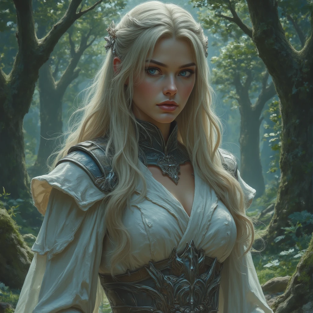 Elf Galadriel, beautiful, young and warrior.