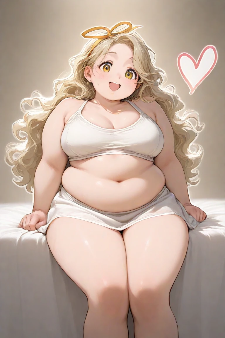 Pear shaped body, caramel brown skin, small breasts, bbw belly and thighs, white Overalls, SFW, crazy in love face