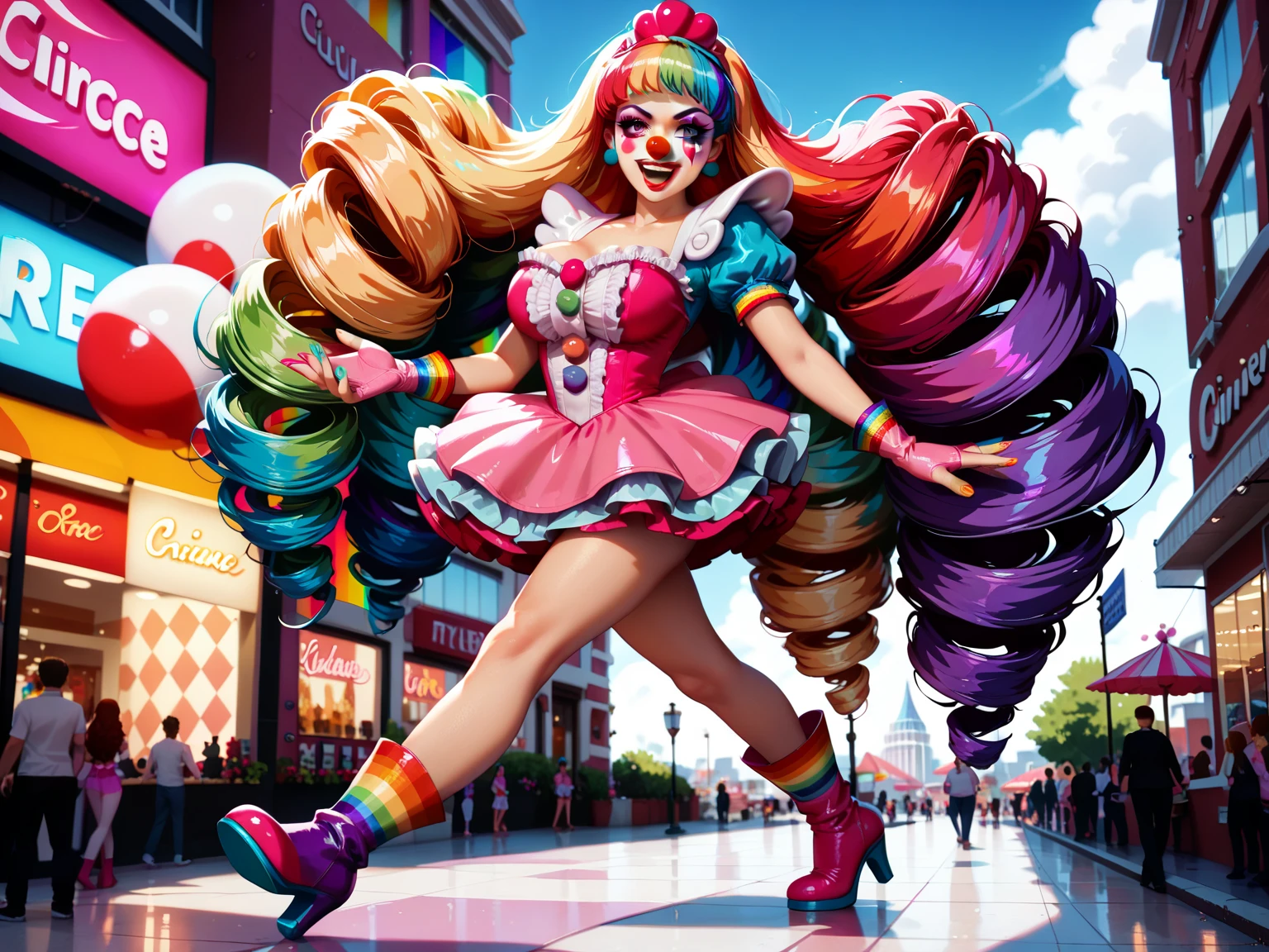 cartoon, clown girl, milkshake, 4k, rtx, ray tracing, obra-prima --auto --s2