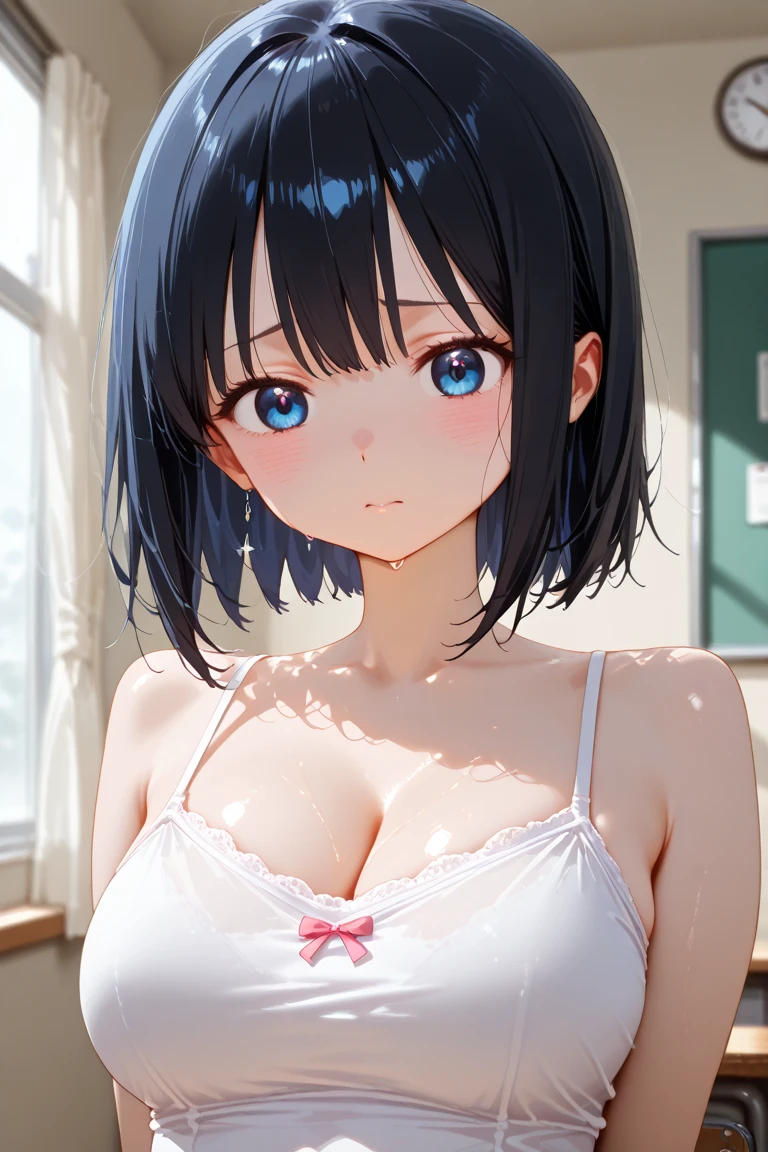 Official Art,(masterpiece:1.5),(Extremely accurate details,Ultra-high resolution:1.5),(Highly detailed CG Unity 8k:1.5),(Slender:1.4)(upper body:1.4),smile,(26 years old:1.4),Perfect lighting,colorful,Bright front face lighting,(White hairpin:1.5),break ,(美的animeの目:1.4),(Kirigaya Naoha:1.5),(Perfect female body:1.4),(Browsing Caution,nude:1.5),(Sleep on your back:1.4),(short hair:1.5),(Parted bangs:1.4),(Short bangs:1.5),(Bob with bangs,Bobcut:1.4),(Sharpness:1.4),(curve,model,Glamour:1.4),(Huge breasts:1.3),(Beautiful female hands:1.4),(Bedroom,On the bed:1.4),(Slender:1.4),(Beautiful breasts,Perfect breasts,Attractive breasts:1.4),(Broke up_lips:1.4),(Embarrassing,blush:1.4),(White hairpin:1.5),(Dark blue eyes,Black-haired:1.5),(Parted bangs:1.3),Looking at this,
anime ,(ベッドに仰向けに横たわる美しいanime女子高生:1.3),The finer details,cute , 黒髪animeの女の子, 魅力的なanimeの女の子,(Black-haired:1.5),(short hair:1.5),(Parted bangs:1.4),(very Short bangs:1.5),(fullnude:1.4),