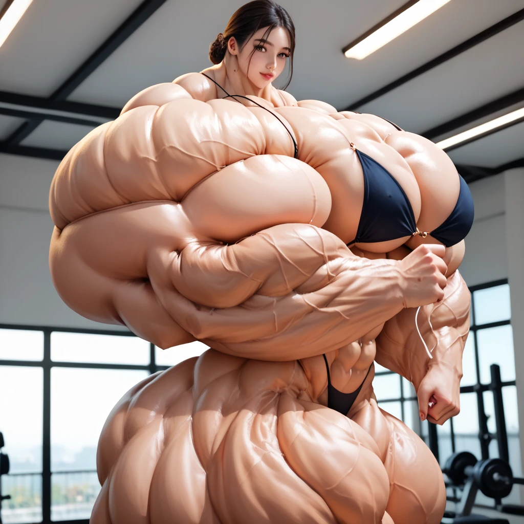 Highest quality、High resolution、Very detailed、Bright lighting、One girl、Full body photo、Black Hair、(((Short Hair)))、smile、tall、(((Big Tits)))、(((Bikini)))、(((muscular)))、(((Hyper huge Muscle:1.5)))、(((Incredibly large muscles:1.5)))、(((Extremely large muscles:1.5)))、huge、(((Huge body)))、((Long legs))、(((very thick paws)))、(((Expanding Body)))、(((Huge body)))、(((An immeasurably large body:1.2)))、(((Very small face)))、(((Unusually developed super huge breasts:1.2)))、(((Super Heavy Muscle:1.2)))、(((Hyper Heavyweight Muscle:1.2)))、(((Super huge body:1.2)))、(((Unreasonably small face)))、