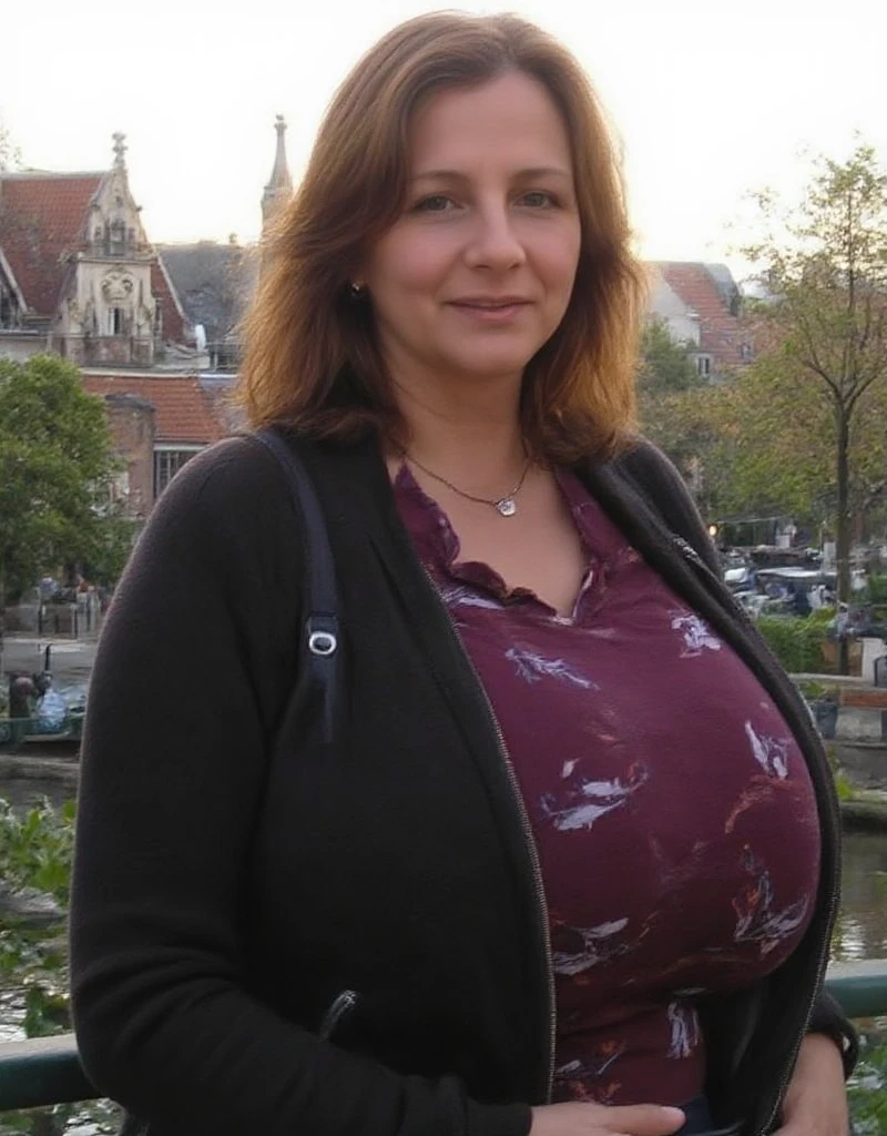 a RAW photo, portrait of ivanagita, mature, large breast, wearing sweater, jeans, village street, volumetric lighting, detailed eyes and face, magnificent, epic, sharp focus, dlsr, rim lights, blurry background, best quality, highly detailed, masterpiece, 8k, <lora:add_detail:1>, <lora:IvanaGita:1>,
