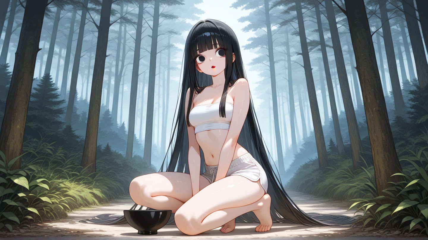 Stunning Chitanda, There is only one beautiful girl,purple eyes, black hair, Naturally straight hair, straight bangs, extremely refined,adult face,lips open,flowing long hair,Peerless beautiful girl, dreamlike,Slim,soft, (Sensual), (kawaii), Dream quality,in the swimming pool,Nothing to wear,lower your head,Soak in water,extremely shy,covered with water drops,no pants,There are no shoulder straps,camel toe,no underwear,side breasts,showing areola,Bare thighs,bare shoulders,Clavicle exposed,bare neck,groin,barefoot,bare breasts,ultra high resolution, (masterpiece:1.2, best quality), (Exquisite and beautiful eyes: 1.2), (Beautiful and delicate face)