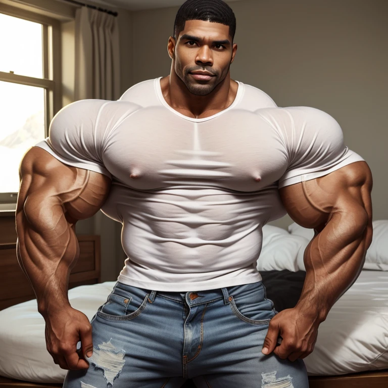 Handsome 25 years old spiky hairstyle indian man sitting in a chair with his legs crossed, his legs spread apart, gigachad muscular, strong and imposing, macho pose, chest legs, very beautiful. big muscles, (sfw) safe for work, full subject shown in photo, large muscles, exaggeratedly large physique, in a rock chair, beefcake pose, legs crossed, realistic, hd,hdr, photo from camera, clear photo