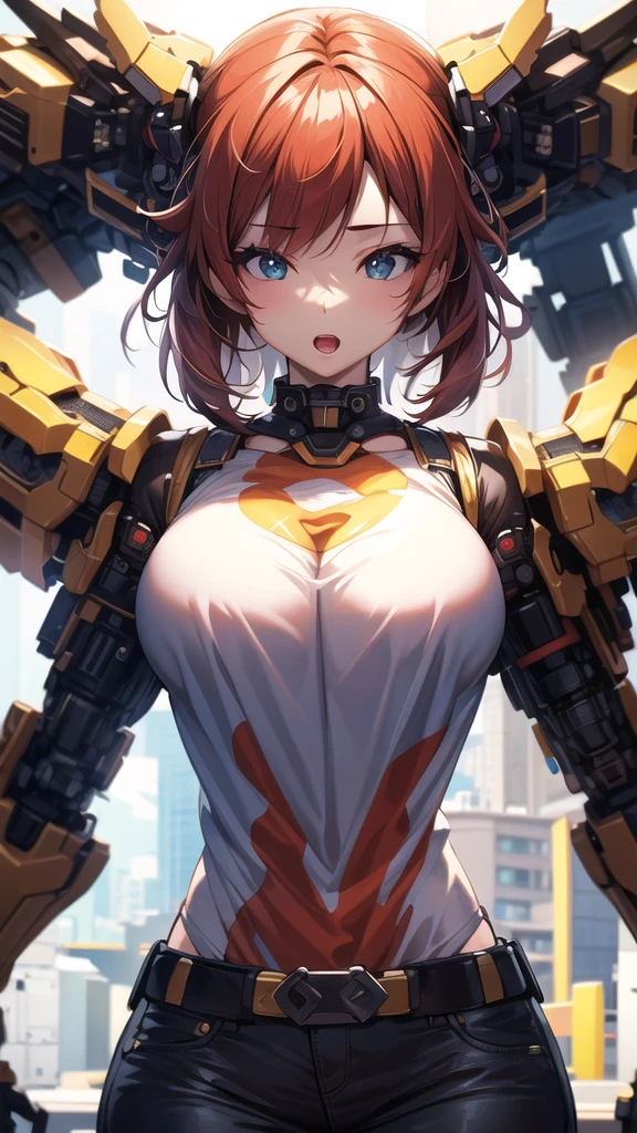 artificial human world:1.5, Mechanical Creature, Misaka Mikoto, 1girl, black choker, uhd, retina, masterpiece, ccurate, anatomically correct, textured skin, super detail, high details, high quality, best quality, highres, 4K