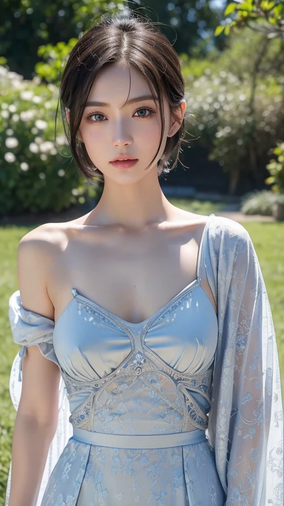 8k,highest quality、Caucasian 14 year old girl、background blur、Super high quality、sunlight、Bare shoulders、bare back、Bare buttocks、Bare feet、Fair-skinned beautiful girl、disheveled bob hair、small breasts、small breastsの谷間、A fleeting look、clear outline、Mature atmosphere、high definition skin、Fair and beautiful thighs、small butt、The hem is rolled up、Bare feetの付根、Gorgeous belly dance costumes、short length、Tight ass、well-proportioned face、water droplets、Dance of the Heavenly Lady、Look up to the sky、Full body shooting from the front