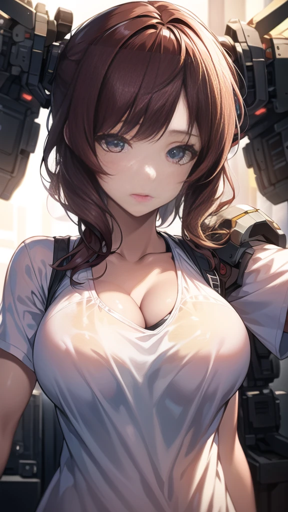 (masterpiece, Highest quality, 32K Wallpapers, Very detailed,portfolio), One girl:1.2, breast enhancement、More Angles、highlight、Detailed face、Very talented、((Handcuffed:1.4)), (The most complex machine), (Genius Mechanic),(Overall colorful), ((Huge breasts:1.6)),Complex full body bondage with machinery:2.0、BDSM:1.4, nsfw